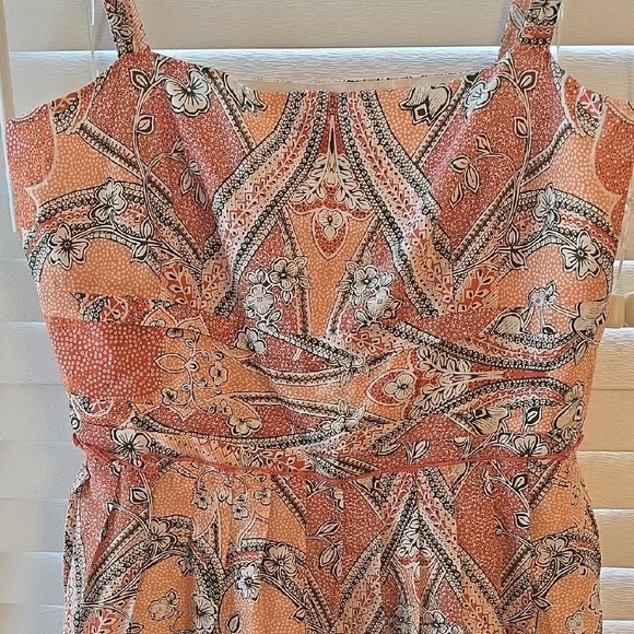 Ann Taylor Orange Sleeveless Midi Sundress - Picture 4 of 15